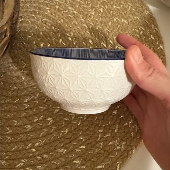 Anthropologie Blue and White Striped Ceramic Bowl - Picture 3 of 3